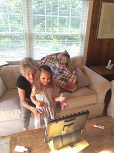 Showing Grandma how to use the Tobii
